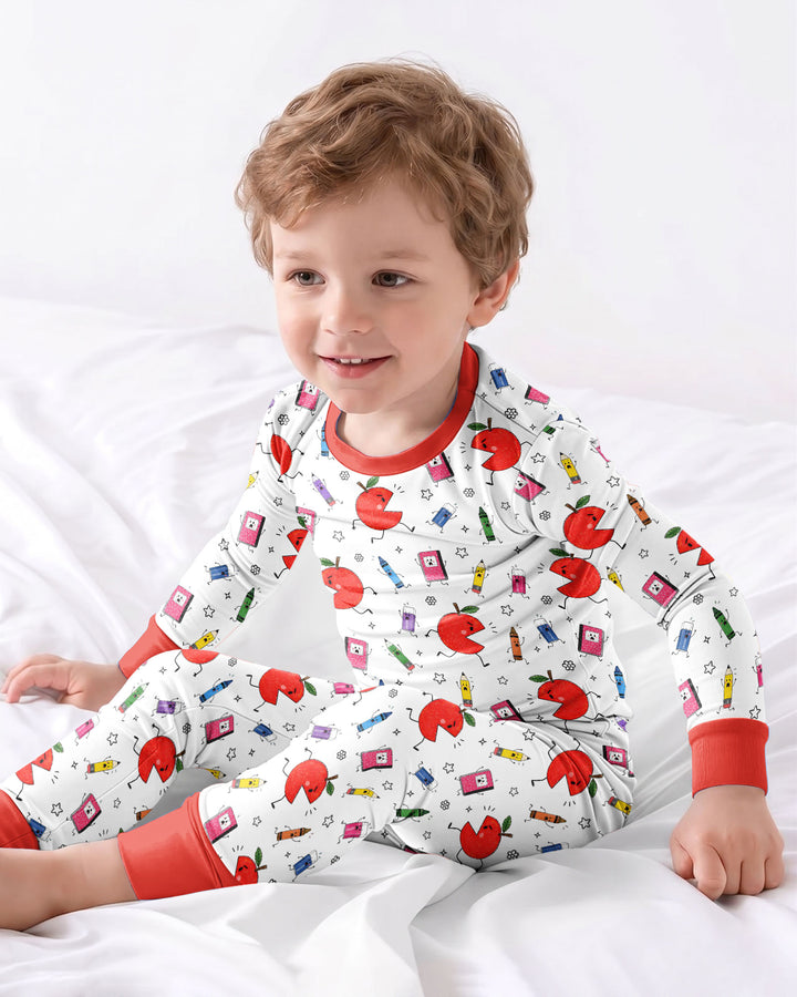 Back To School Chasing Bamboo Two Piece Long Sleeve Pajama Set