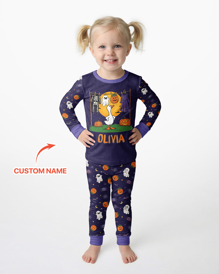 Custom Name Goose Halloween Costume Bamboo Two Piece Long Sleeve Pajama Set