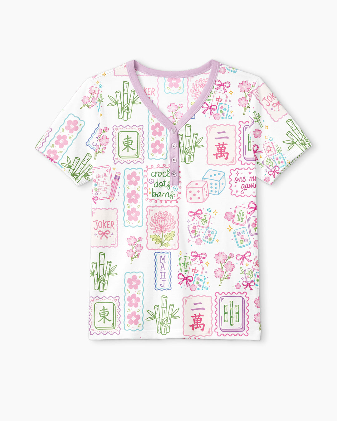 Cracks, Dots & Bams Mommy & Me Matching Bamboo Women Short Sleeve Short Pajama Set