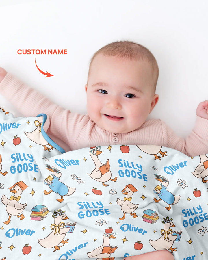 Custom Name Silly Goose Back to School Bamboo Blanket