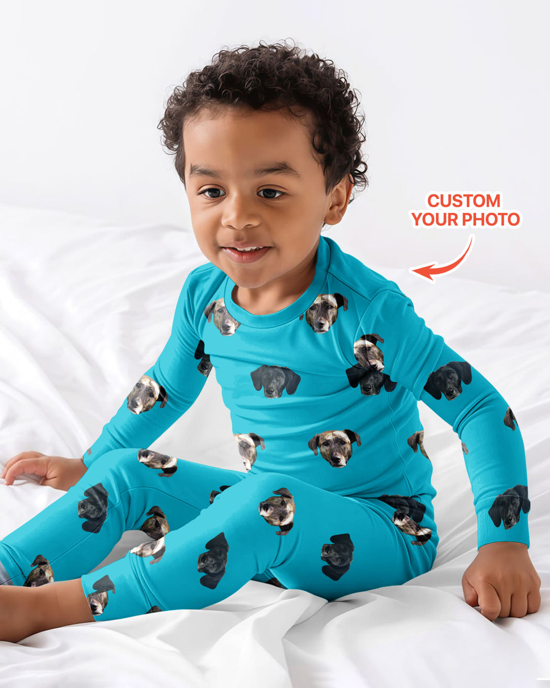 Custom Pet Face Photo Bamboo Two Piece Long Sleeve Pyjamas Set