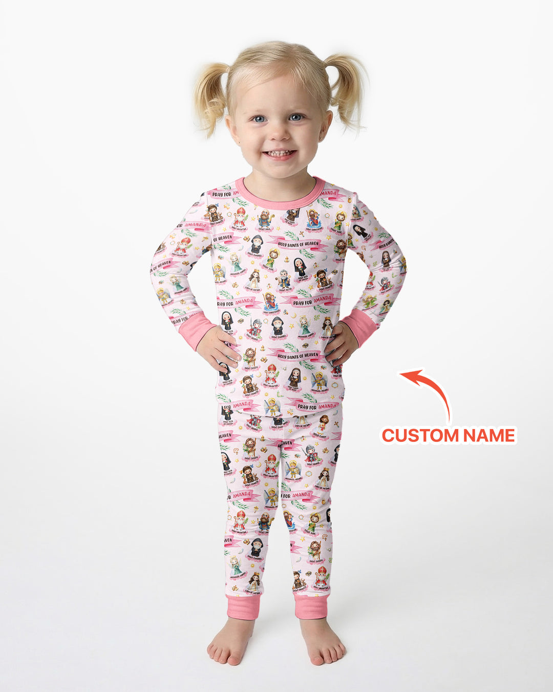 Holy Saints of Heaven Custom Name Bamboo Two Piece Long Sleeve Pajama Set