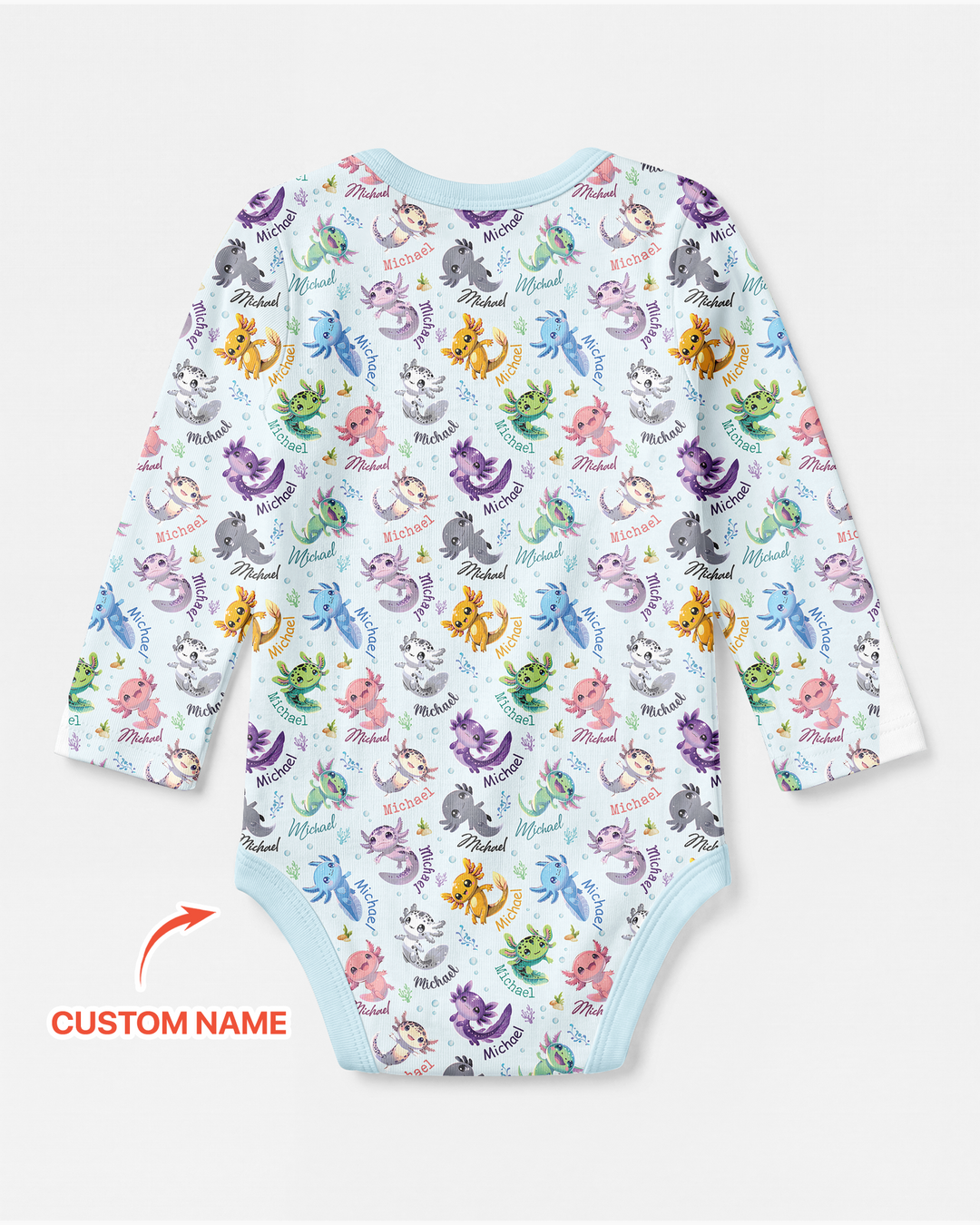 I Love You Axolotl Custom Name Bamboo Bodysuit