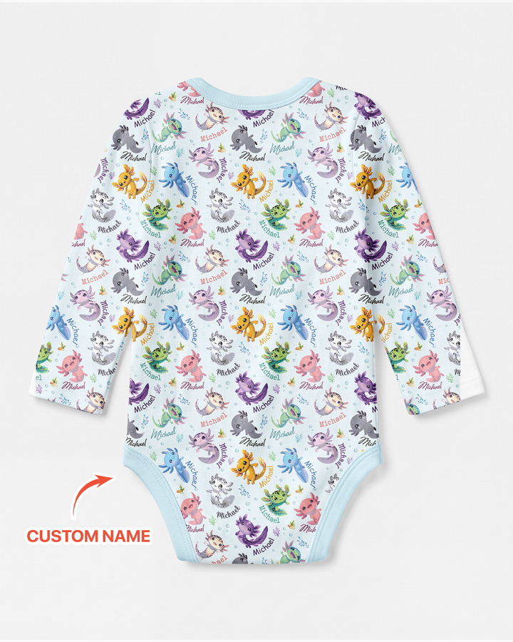 I Love You Axolotl Custom Name Bamboo Bodysuit