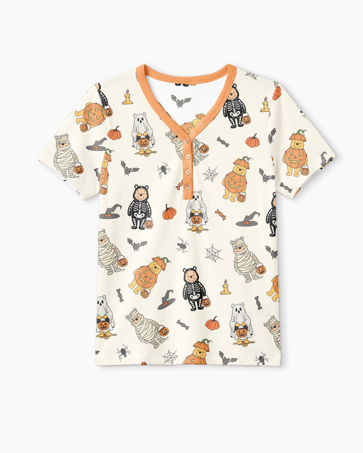 Retro Trick Or Treat Bamboo Women Short Sleeve Short Pajama Set