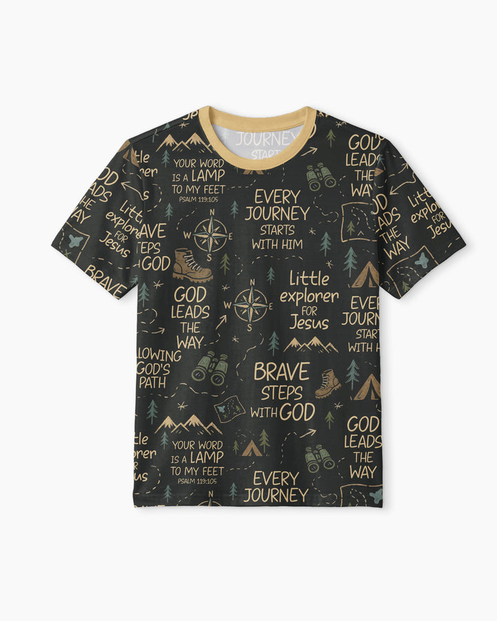 Little Explorer God Leads The Way Bamboo Men Short Sleeve Short Pajama Set