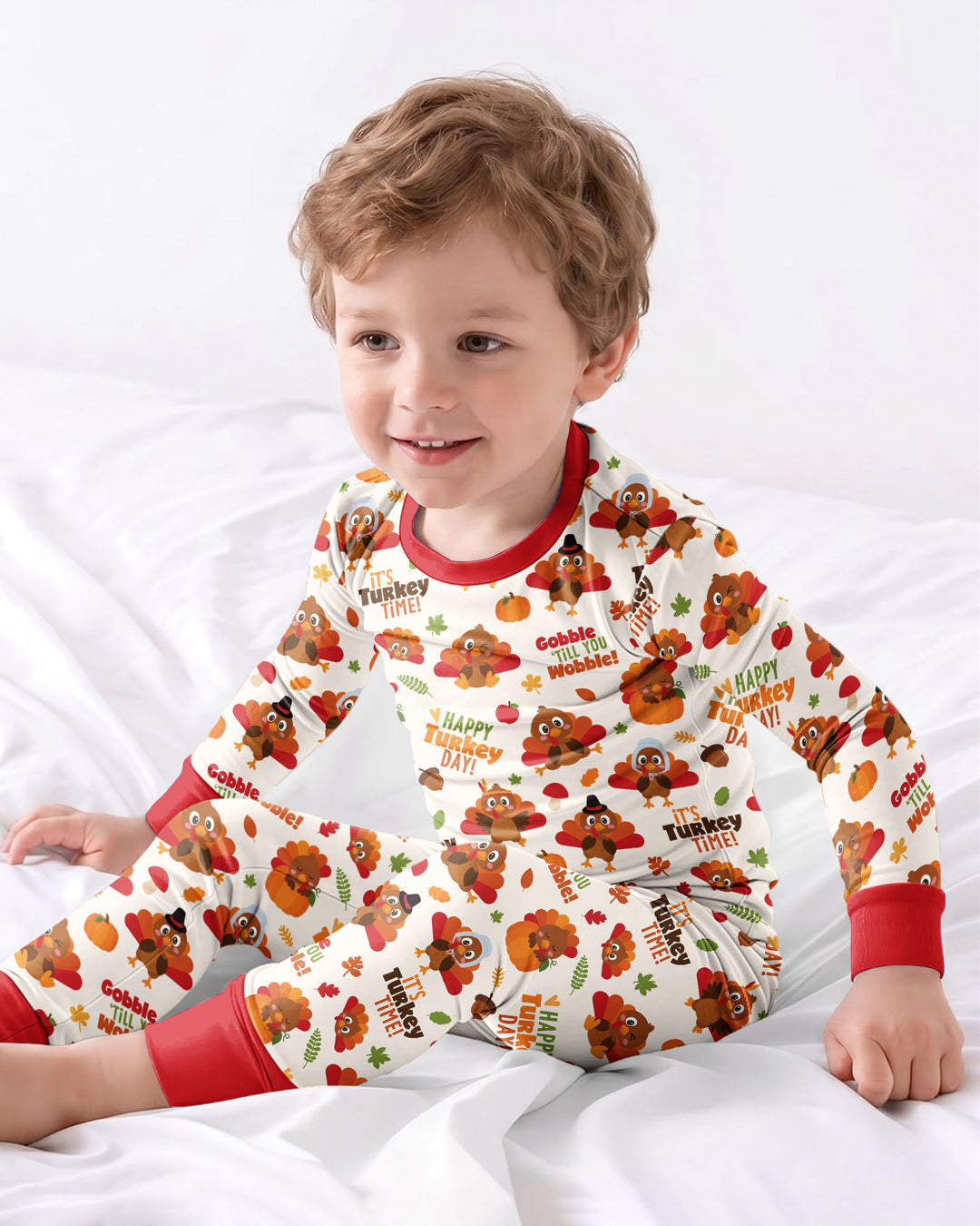 Happy Turkey Day Bamboo Two Piece Long Sleeve Pajama Set