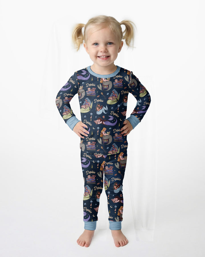 Mermaid Reads Bamboo Two Piece Long Sleeve Pajama Set