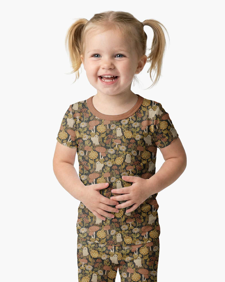 Ghost Garden Dark Autumn Bamboo Two Piece Short Sleeve Pajama Set