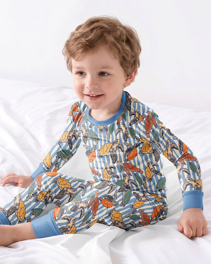 Turtle Bay Family Matching Bamboo Two Piece Long Sleeve Pajama Set