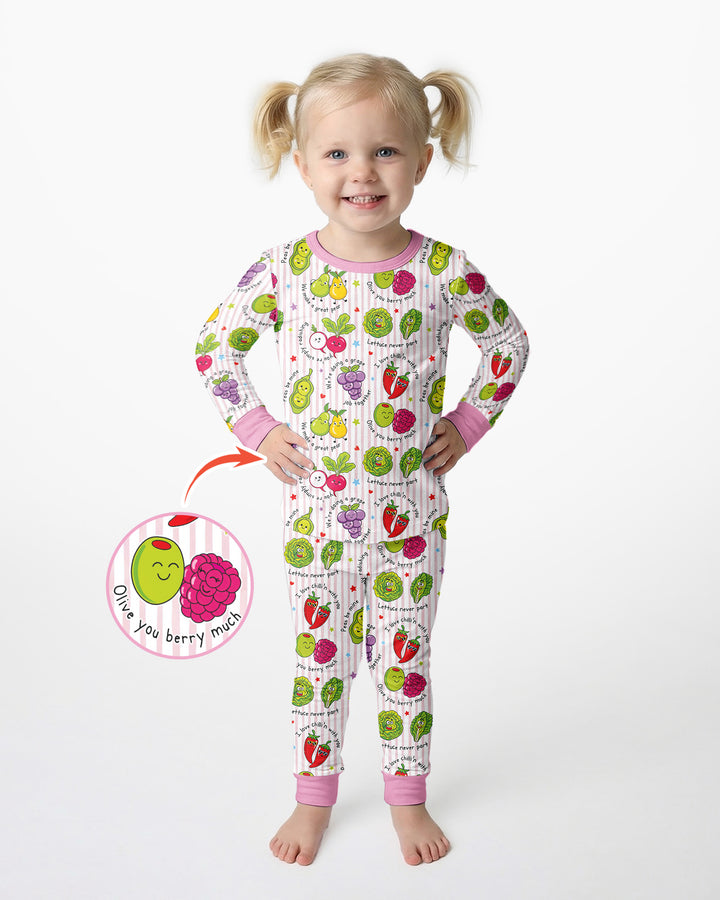 Fruits And Vegetables Love Puns Bamboo Two Piece Long Sleeve Pajama Set
