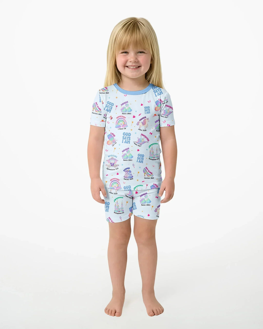 God Says I Am Girl Bamboo Two Piece Short Sleeve Shorts Pyjamas Set
