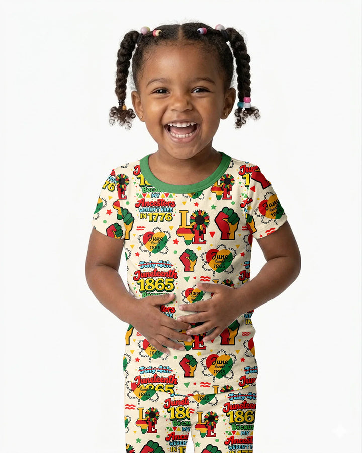 Juneteenth 1865 Because My Ancestors Weren't Free In 1776 Bamboo Two Piece Short Sleeve Pajama Set