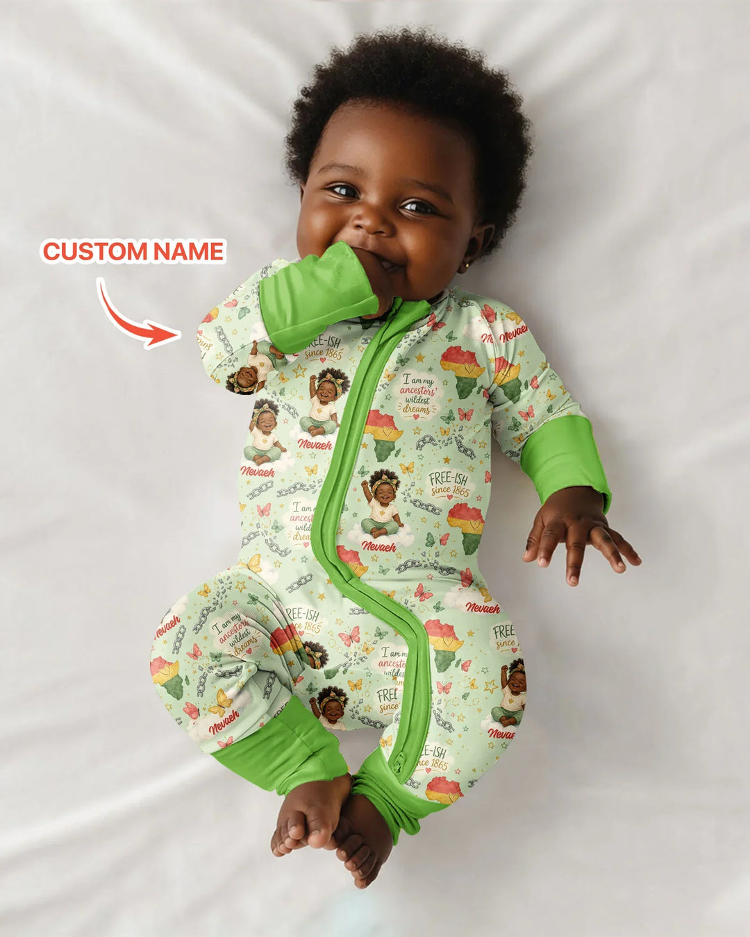 Custom Name Juneteenth I Am My Ancestors' Wildest Dream Bamboo Convertible Zippy