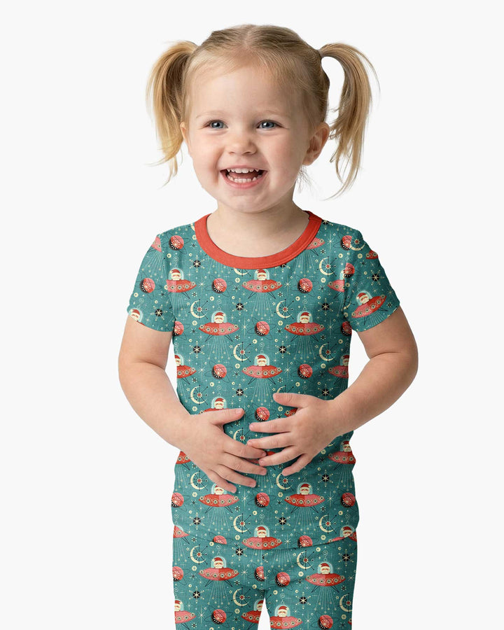 Atomic Santas in Space Bamboo Two Piece Short Sleeve Pajama Set