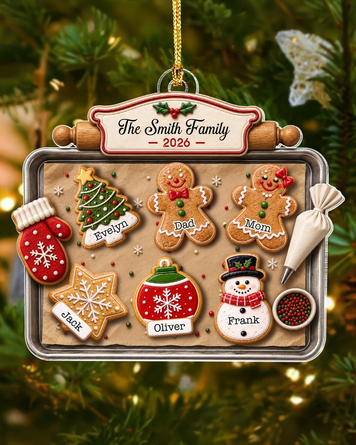 Gingerbread Cookie Family - Personalized Acrylic Ornament