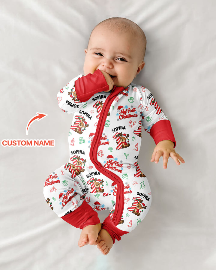 Custom Name My First Candy Cane Christmas Bamboo Convertible Zippy