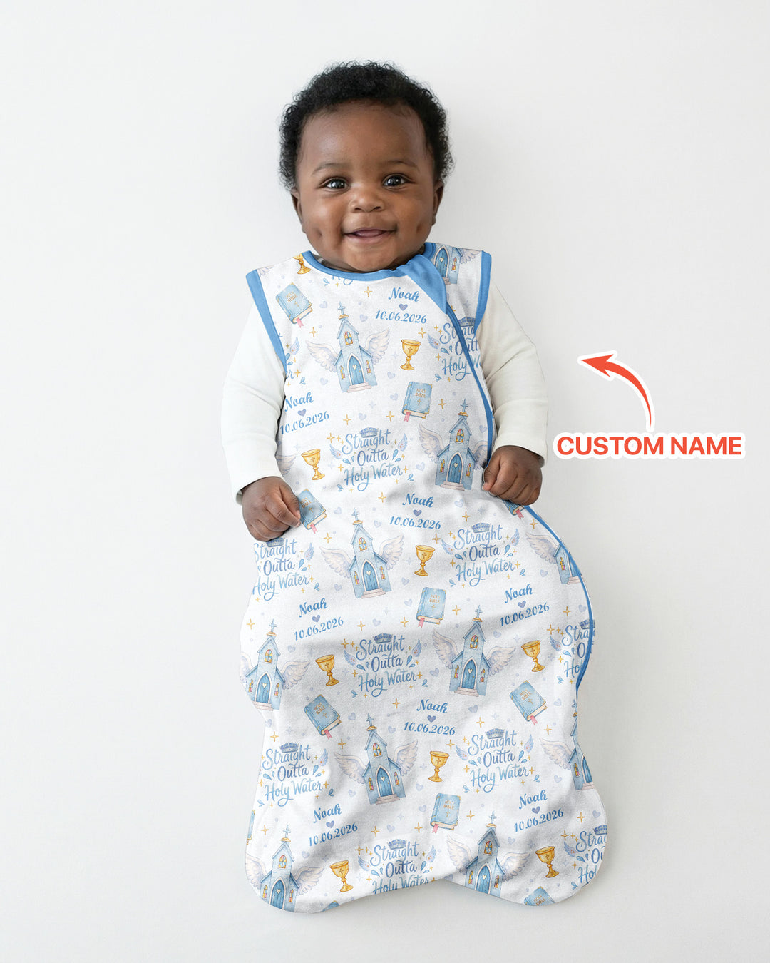 Custom Name Baptism Christening Straight Outta Holy Water Bamboo Sleep Bag