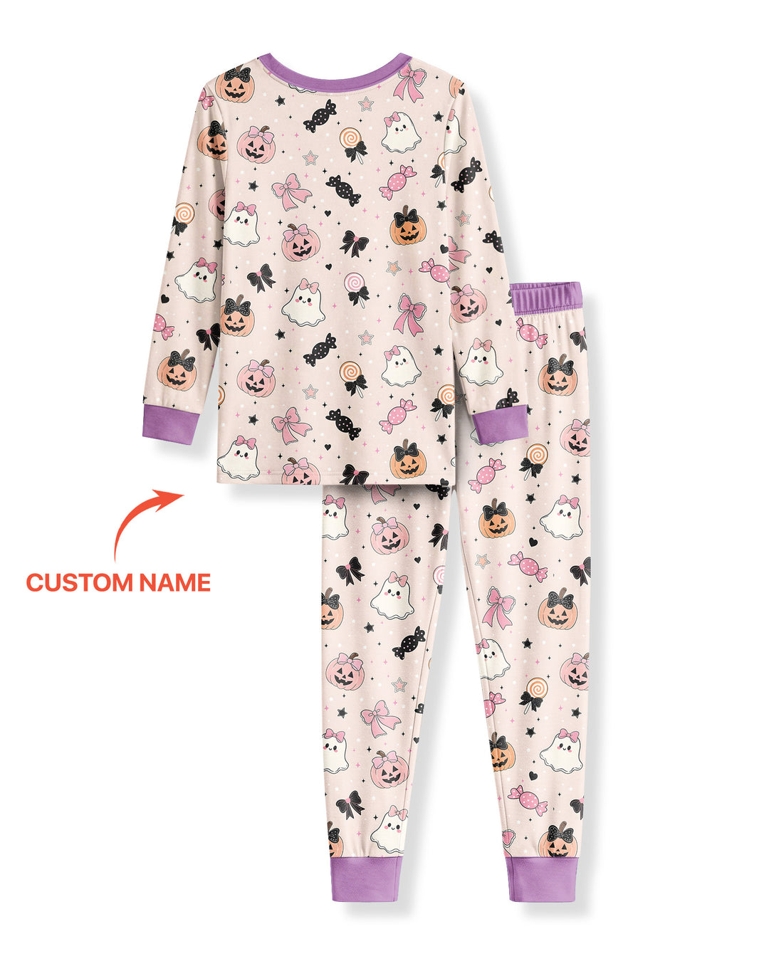 Custom Name Cute Ghost My First Halloween  Bamboo Two Piece Long Sleeve Pajama Set