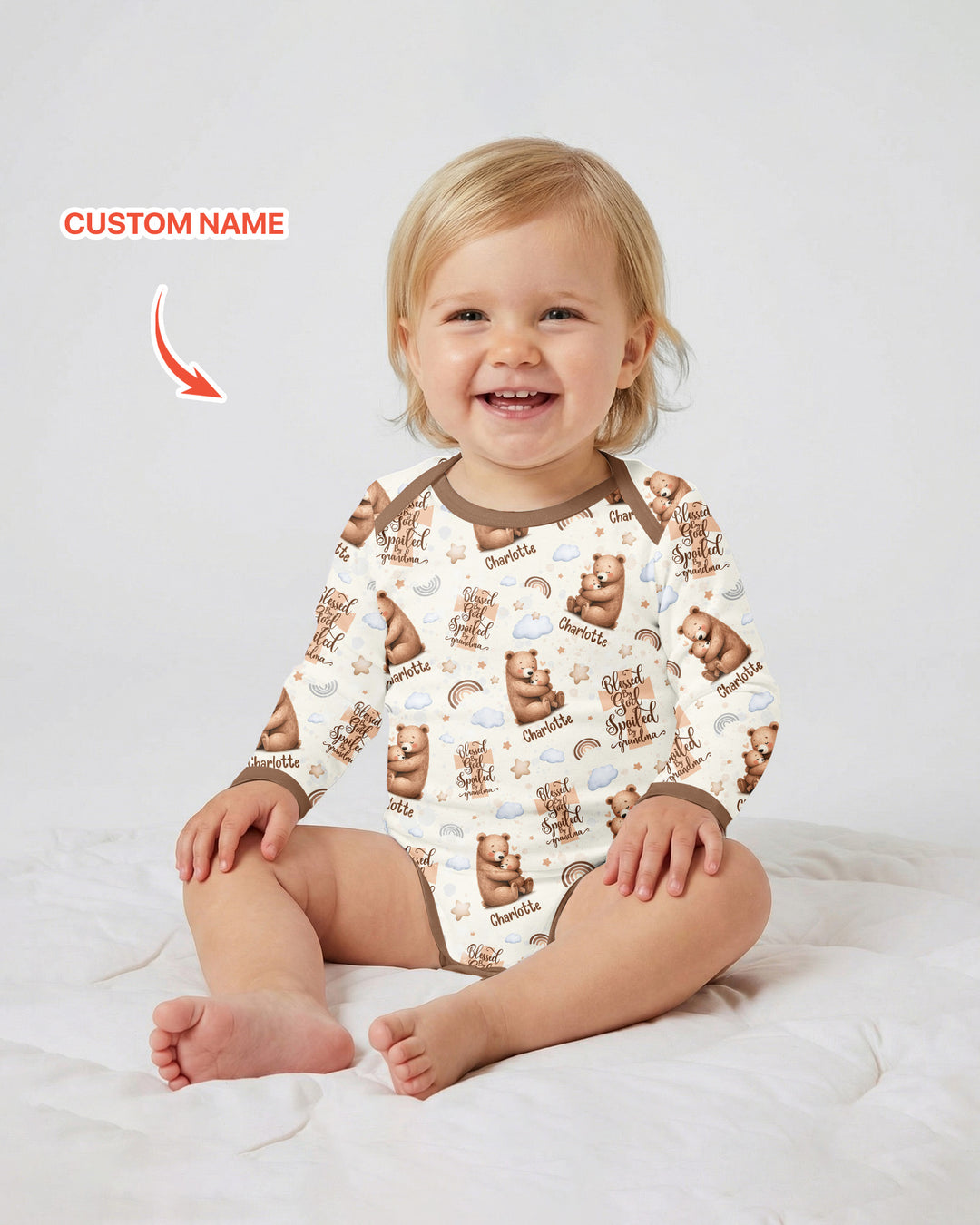 Custom Name Blessed By God Spoiled By Grandma Bamboo Bodysuit