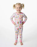 Colorful Doodle School Bamboo Two Piece Long Sleeve Pajama Set