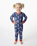 Patriotic Pups in Hot Air Balloons Family Matching Bamboo Two Piece Long Sleeve Pajama Set