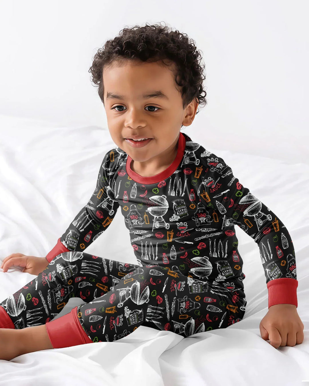 Backyard BBQ Party Family Matching Bamboo Two Piece Long Sleeve Pajama Set