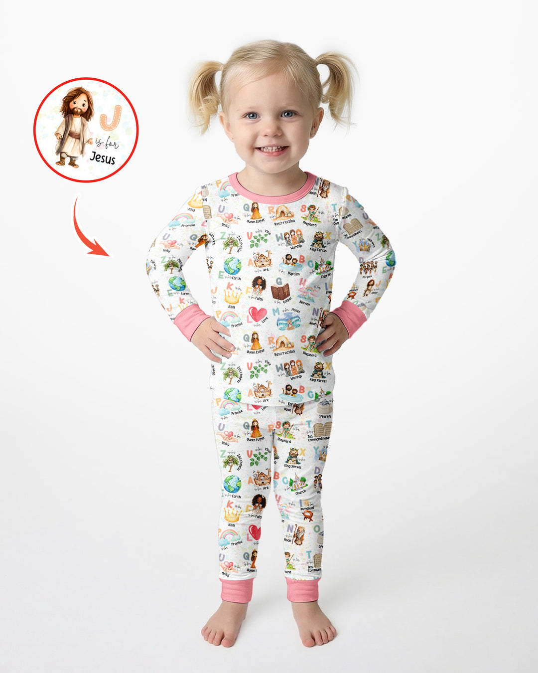 Bible ABC Alphabet Bamboo Two Piece Long Sleeve Pajama Set