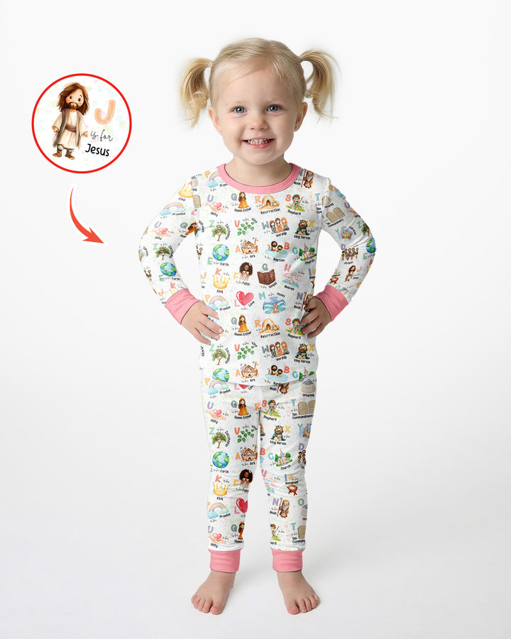 Bible ABC Alphabet Bamboo Two Piece Long Sleeve Pajama Set