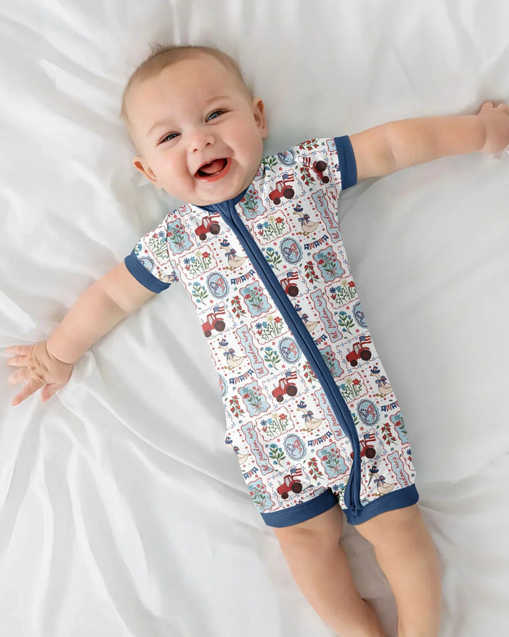 Patriotic USA Silly Goose Family Matching Bamboo Shorty Zippy