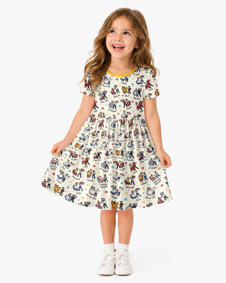 Hispanic Traditional Folkloric Dress Bamboo Twirl Dress