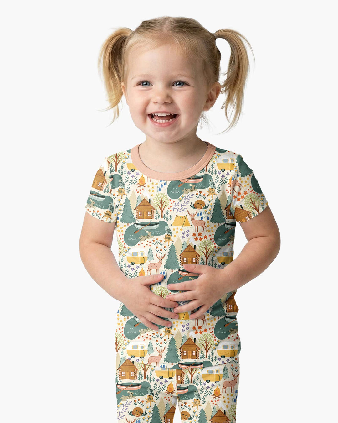 Lake View Camping Bamboo Two Piece Short Sleeve Pajama Set
