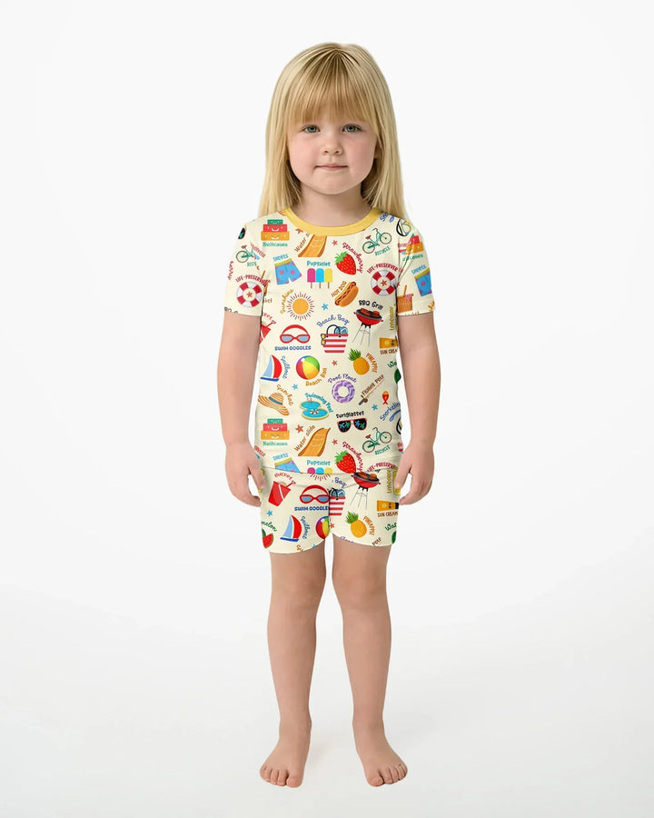 Love Summer Bamboo Two Piece Short Sleeve Shorts Pajama Set