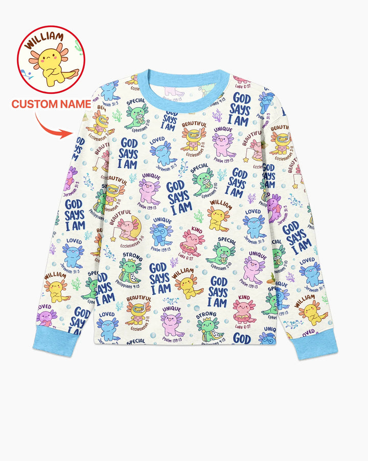 Axolotl God Says I Am Custom Name Bamboo Men's Pajama Set