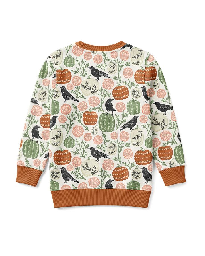 Country Crows with Mums and Pumpkins Bamboo Crewneck Sweatshirt