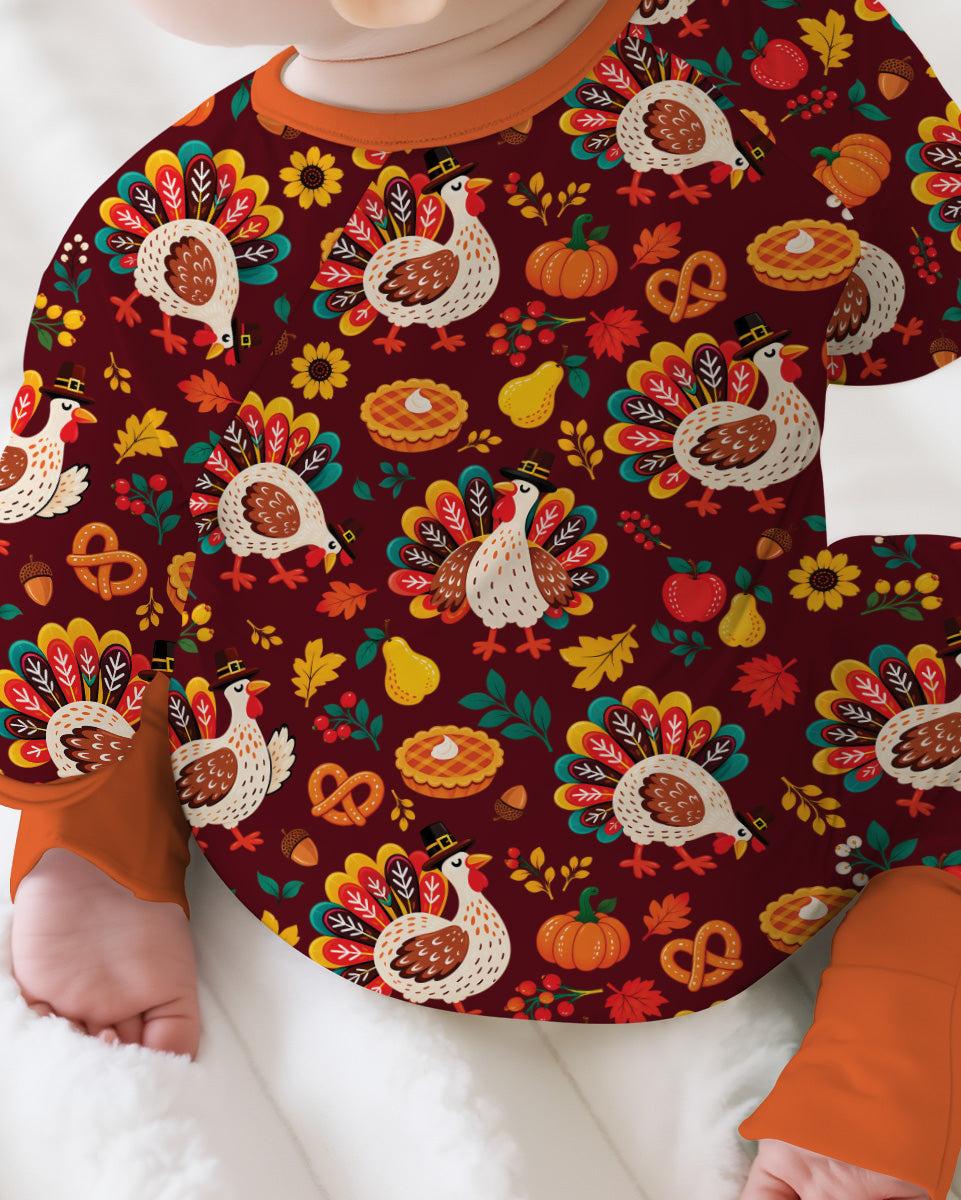 Festive Turkey Fall Harvest Bamboo Convertible Zippy