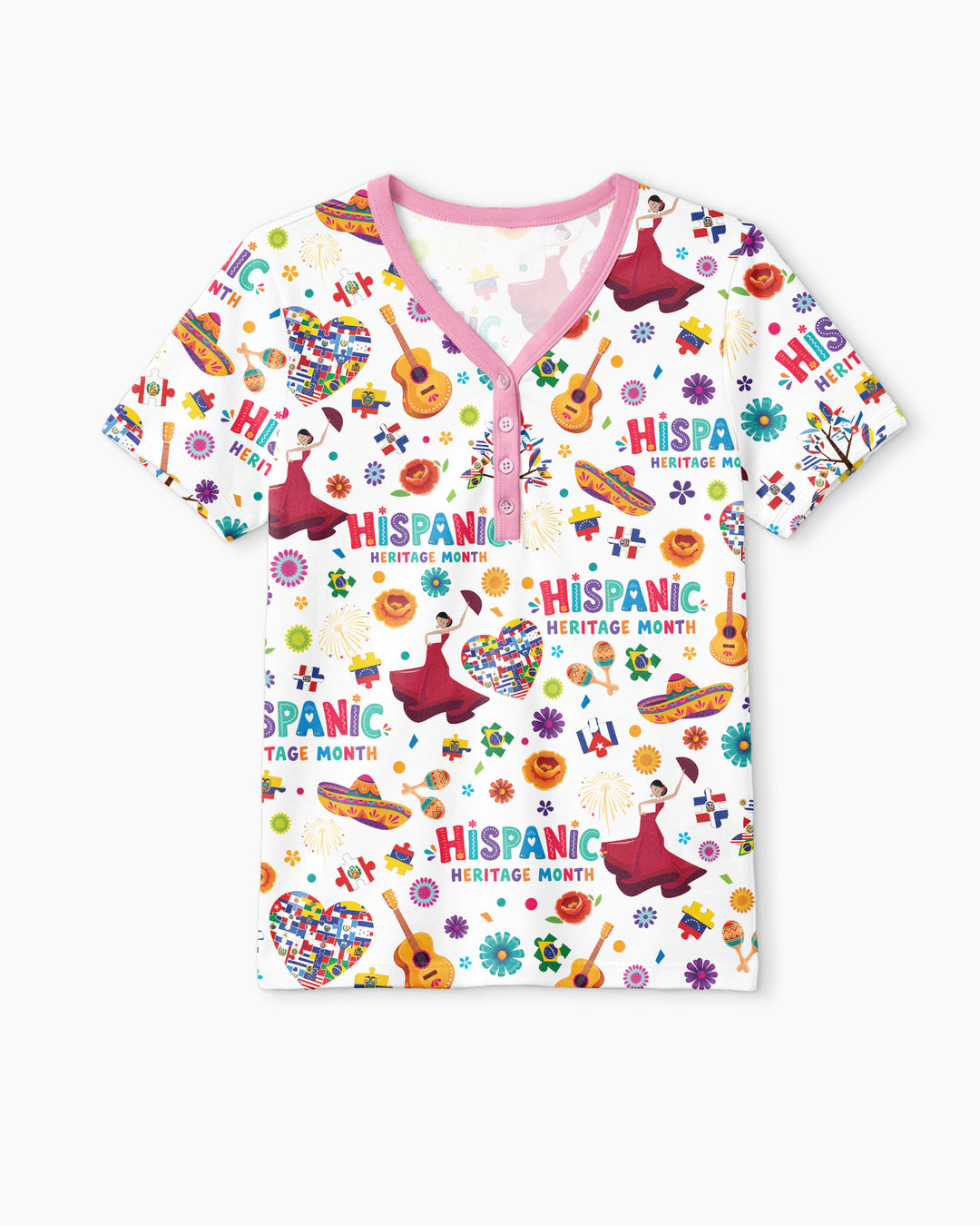 Fiesta Hispanic Heritage Month Bamboo Women Short Sleeve Short Pajama Set