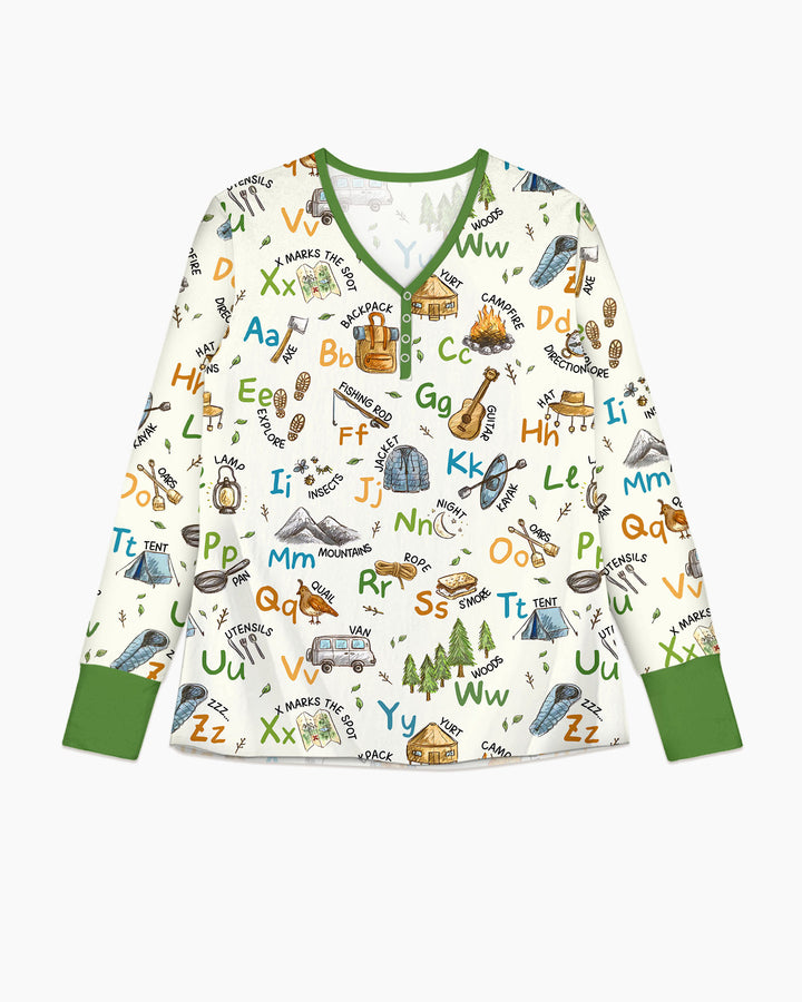Adventure Alphabet ABCs Summer Camp Bamboo Women Pajama Set