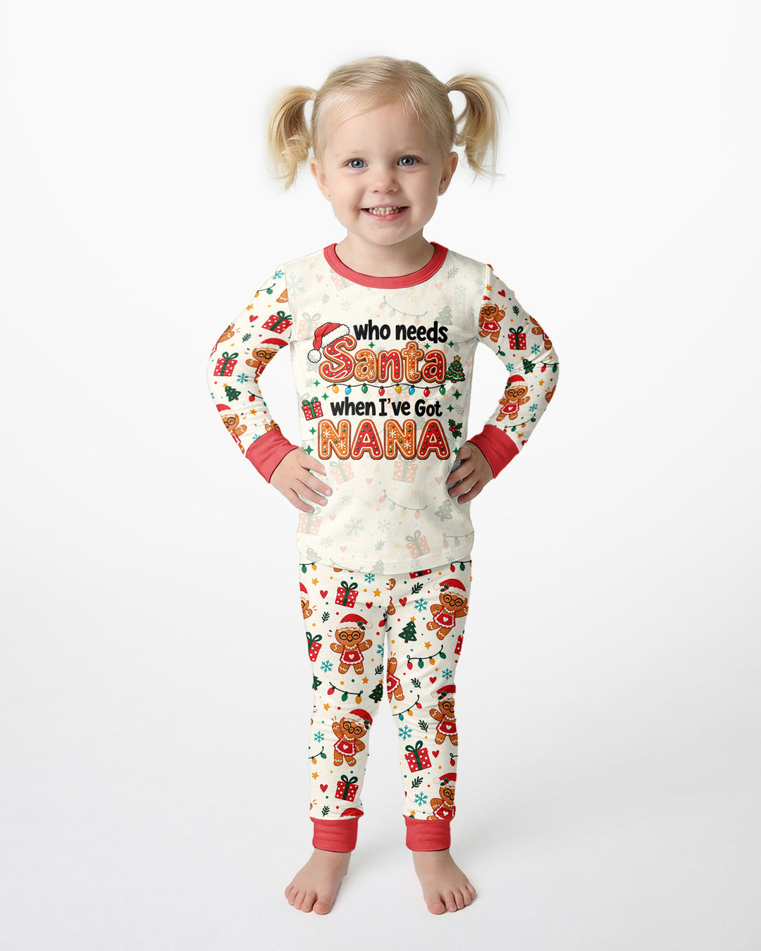 Who Needs Santa When I've Got Grandma Bamboo Two Piece Long Sleeve Pajama Set