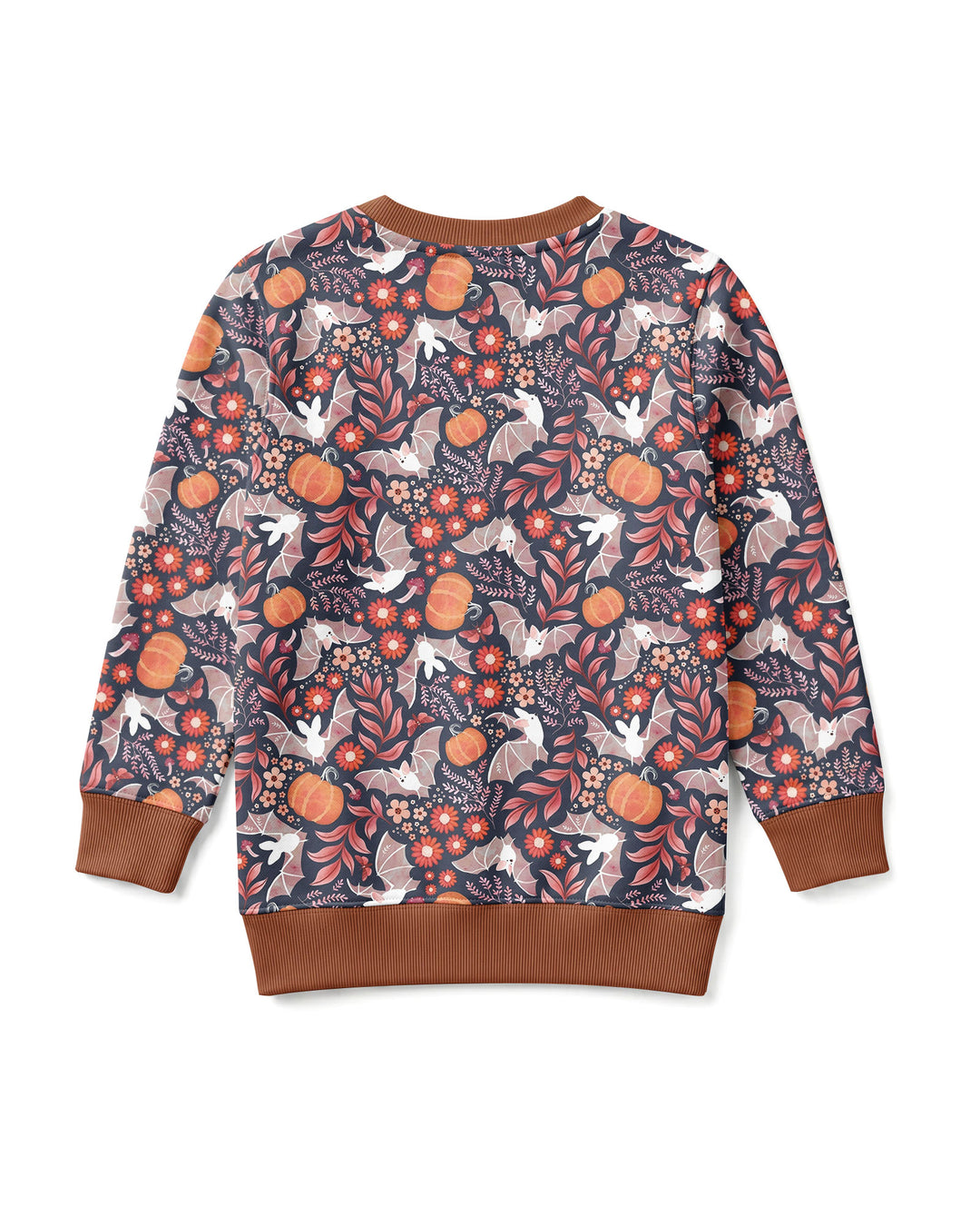 Bat Pumpkin Floral Halloween Bamboo Crewneck Sweatshirt