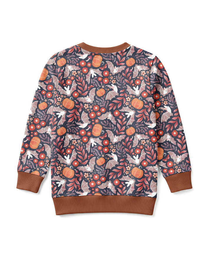Bat Pumpkin Floral Halloween Bamboo Crewneck Sweatshirt