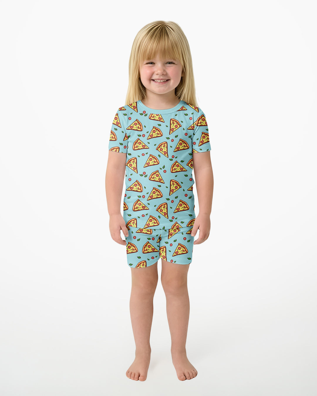 Pizza Doodle Bamboo Two-Piece Short Sleeve Shorts Pyjamas Set