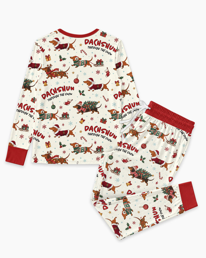 Dachshund Through The Snow Bamboo Women Pajama Set