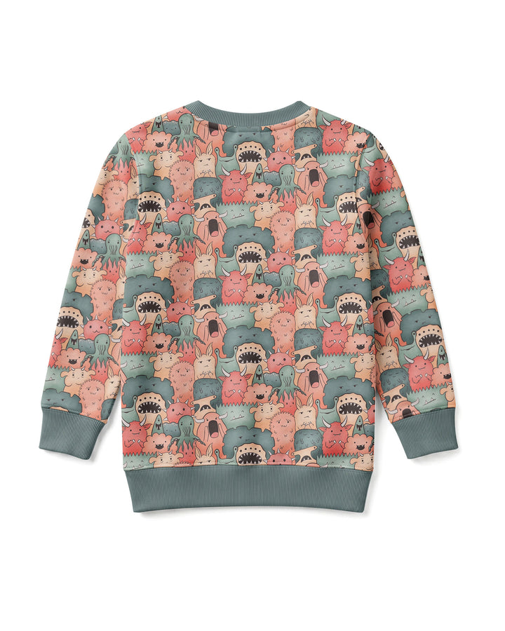 Cute Monster Crowd Bamboo Crewneck Sweatshirt