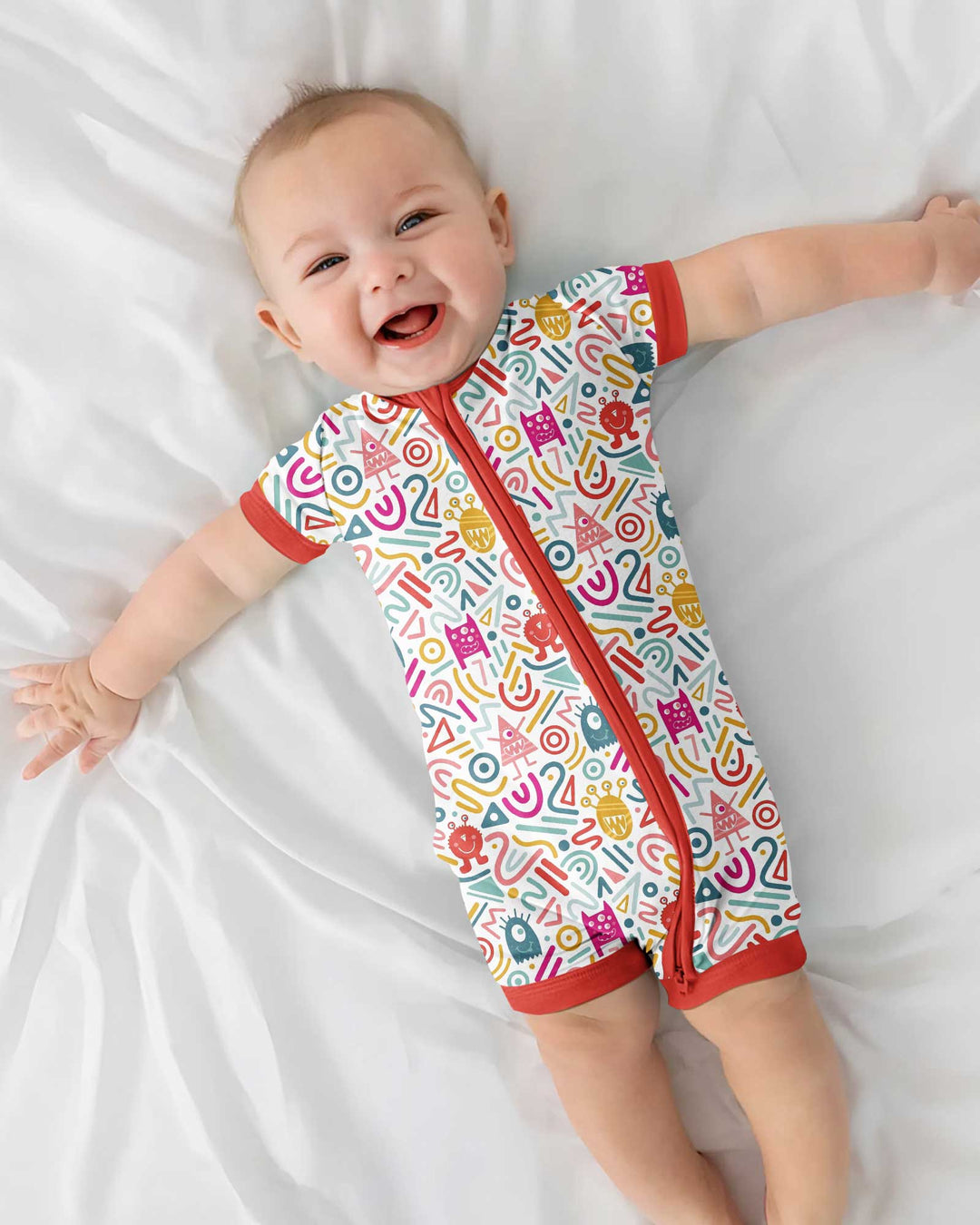 Rainbow Monster Party Bamboo Shorty Zippy