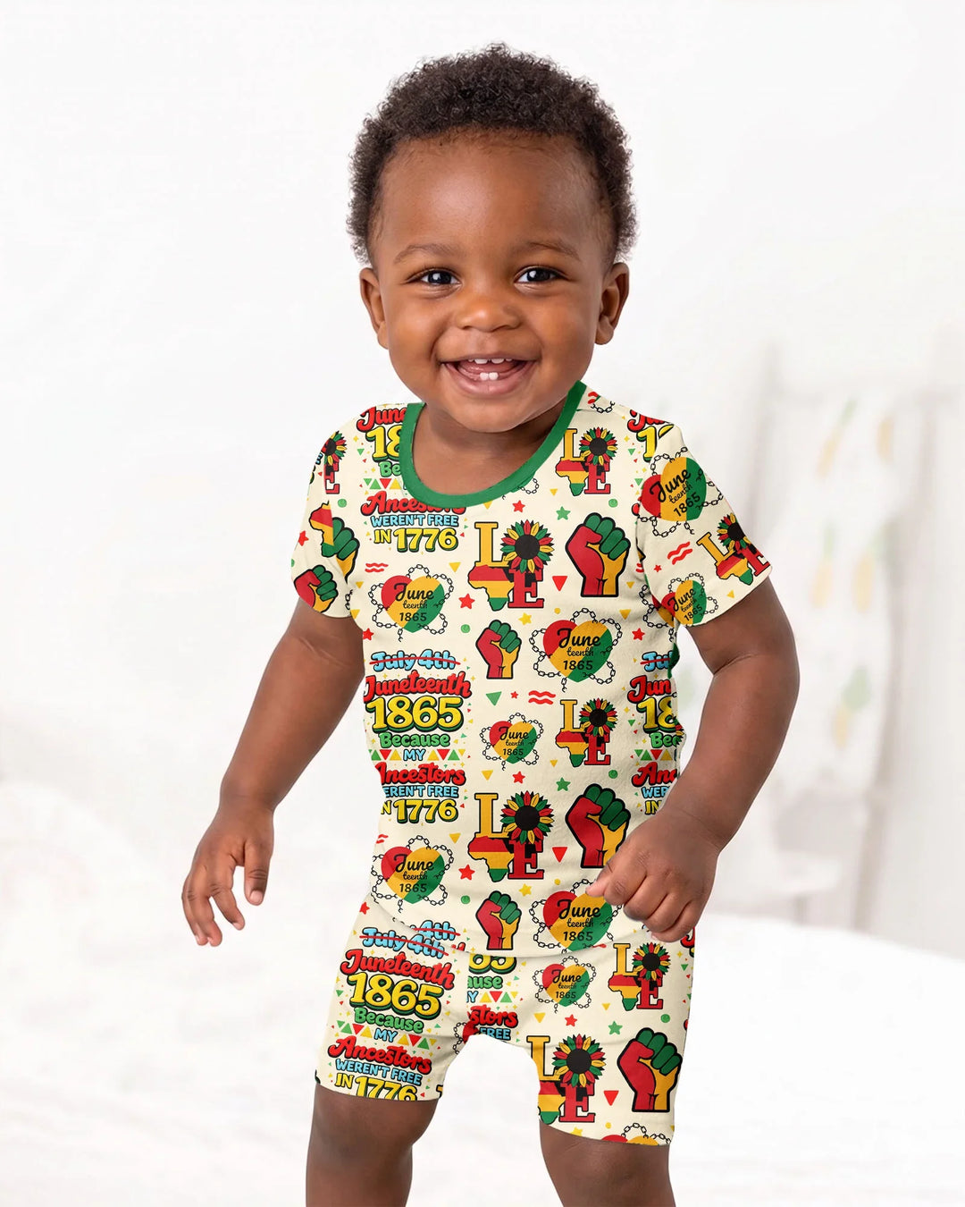 Juneteenth 1865 Because My Ancestors Weren't Free In 1776 Bamboo Two Piece Short Sleeve Shorts Pajama Set