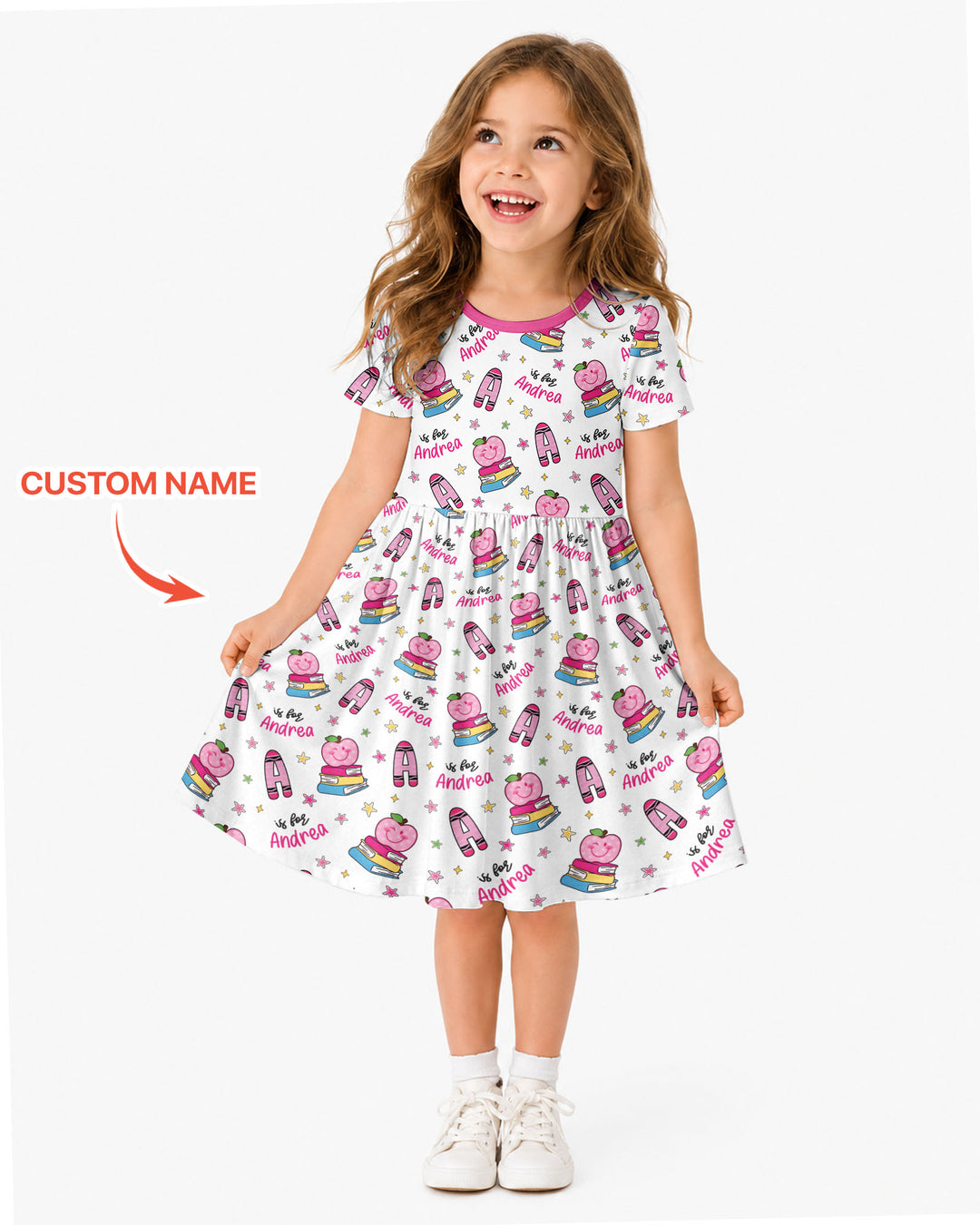 Custom Name Crayon Alphabet Bamboo Twirl Dress