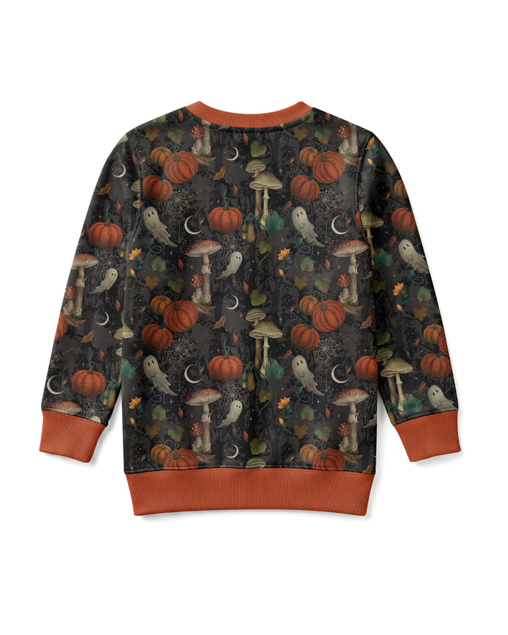 Spooky Cute Ghost Pumpkin Mushroom Halloween Bamboo Crewneck Sweatshirt