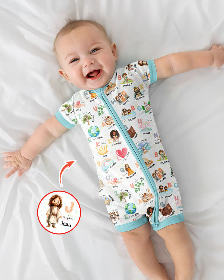 Bible ABC Alphabet Bamboo Shorty Zippy