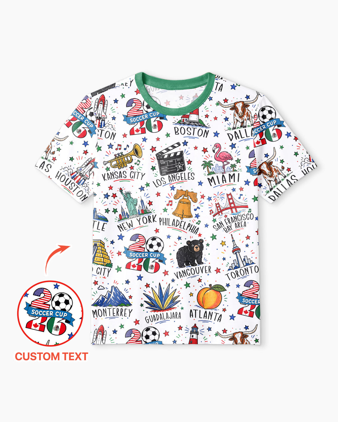 2026 Soccer Cup Host Citties Bamboo Men Short Sleeve Short Pajama Set